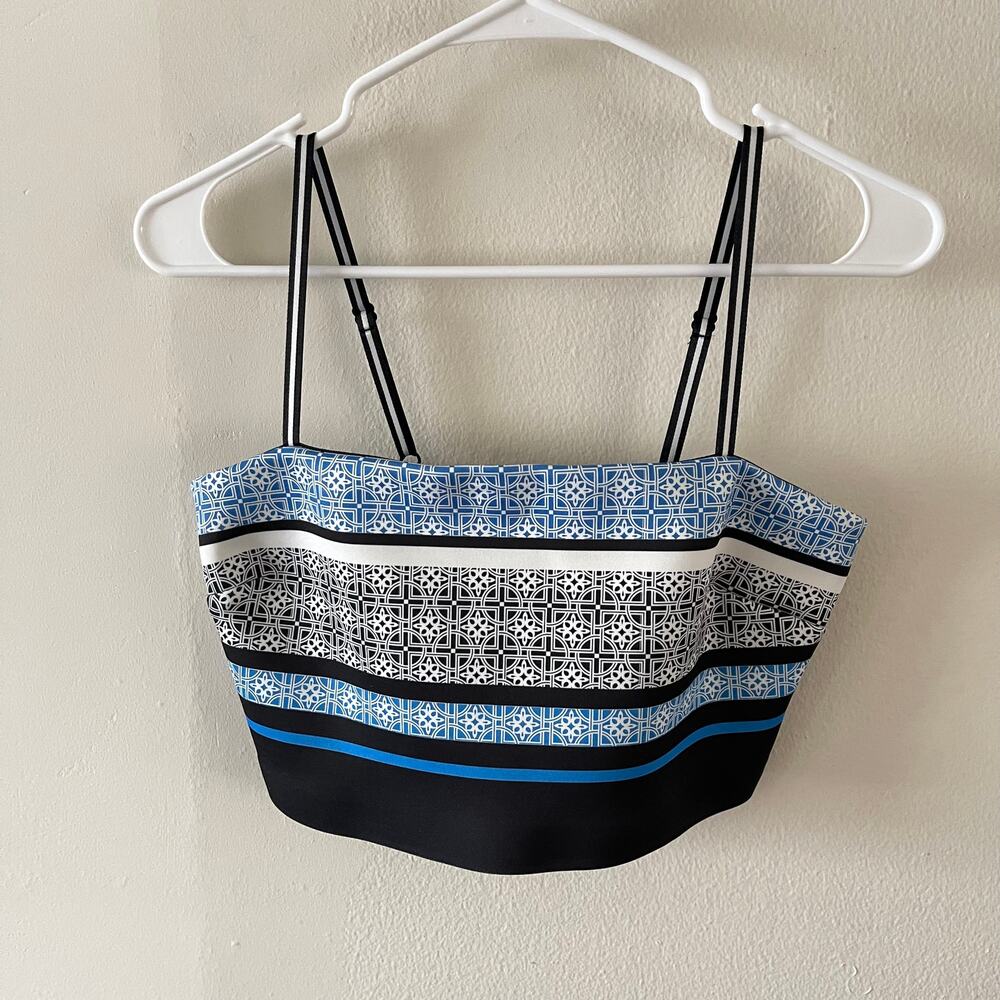 Clover Canyon Womens Medium Bandeau Top Multicolor Scuba Geometric Strappy